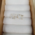 Elegant gold-plated four-claw stud earrings featuring natural transparent white crystals - White Crystal