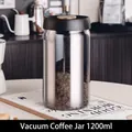 1200ml vacuum sealed glass coffee bean canister with black lid and gold button - 40oz / Tinted Black Bottle / Gold