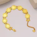 Bracciale a monete placcato oro 24k con maglie a ritratto e ciondolo a cuore - Bracciale con 8 Monete con Ritratto
