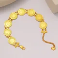24k gold plated coin bracelet with embossed portrait links and a heart charm - 8 Portrait Coins Bracelet