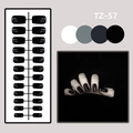 Glossy black long square press-on nails set with 24 pieces and model display TZ-57 - TZ Medium Long-57 Black