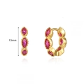 Chic 13mm gold earrings with red marquise gemstones and S925 sterling silver markers - 24K / Gold-Red Marquise Rhinestone (W80336-GG-5)