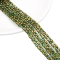 Transparent green and gold oval glass beads for DIY jewelry making and craft supplies - Approx 25pcs/Strand / 3x5mm / Transparent Green