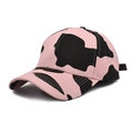 Detail of cotton baseball cap featuring cow print pattern and adjustable back strap - Adjustable (56-60cm) / Pink Cow Print