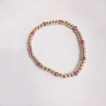 18K gold-plated beaded bracelet featuring red evil eye charms and elastic metal beads - Red Eye - Gold