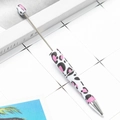 DIY plastic beadable pen with stylish pink and black leopard print handle and metal rod - White Base Pink and Black Leopard (64)