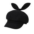 Detalle de gorra de vendedor de periódicos negra con orejas de conejo 3D en tela - 56-58cm / Negro