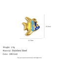 Detailed macro view of 18K gold plated stainless steel tropical fish pendant with enamel - Blue Yellow Colorful Fish (N3725_1)