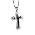 Gothic roestvrijstalen kruis hanger ketting met zwarte vintage patronen op witte achtergrond - Staal Kleur Zonder Ketting