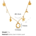 18K gold plated stainless steel necklace with ocean charms and letter O pendant - Letter O (XL206)