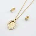 Parure collier et boucles d'oreilles Vierge Marie dorée avec oxydes de zirconium - Style de Portrait de la Vierge Marie(ZG080)