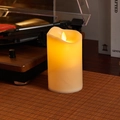 Pillar-shaped cream white LED flameless candle with warm flickering flame effect - Pillar Electronic Candle Medium 7*12cm
