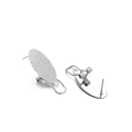 Silver oval stainless steel clip-on earrings with textured finish and hanging loop - Leaf Pattern Oval Style (F2258) / 10x22mm (10 Pieces Pack) / Silver
