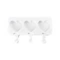 White 3-cavity heart-shaped silicone popsicle mold for DIY ice cream and cheese sticks - Silicone / XG-13 (3 Cavities Heart)