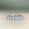 Elegant S925 sterling silver ring with sparkling oval-cut cubic zirconia in a prong setting - 3X5 Oval Eternity Ring(CBJZ122)