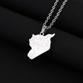 Detailed view of silver titanium steel necklace featuring a Syria map pendant with city names - Engraved B (Cities) / Steel