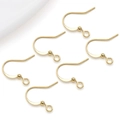 Golden plated DIY earring hooks with small bead decoration and bottom attachment loops - Flat Ear Hook with Bead (17*18mm)