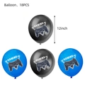 Close-up of 12-inch black and blue gaming theme balloons with gamepad patterns - Balloons 18PCS