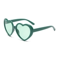 Chic heart-shaped polarized sunglasses in forest green resin for a trendy vintage look - Solid Green Ocean Green Polarized