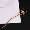 Vintage golden spider hair pin with minimalist irregular metal design on card - Gold