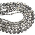Polished grey map stone round beads in multiple sizes for DIY jewelry making - 6mm Approx 63pcs / Map