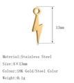 Lightning bolt charm in 18K gold and steel finish made of stainless steel - DY466 Lightning Gold