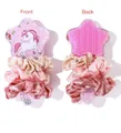 Star-shaped unicorn hairbrush with glitter sequins and three satin hair scrunchies set - Unicorn Pony 4-Piece Set