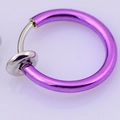 Classic purple hoop ear clip for men, clip-on earring in polished titanium steel - Bright Purple Ear Clip