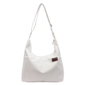 Borsa a tracolla bianca a mezzaluna in nylon con cinturino regolabile e logo - Bianco Sporco