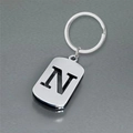 Polished stainless steel keychain with hollow letter N design on rectangular pendant - Polished Alphabet Letter N