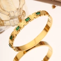 [220] Golden Square Emerald Bangle