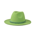 Detail of lime green fedora hat featuring a matching plastic chain decoration and wool texture - One Size (54-60cm) / Fruit Green (16)
