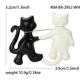 Simpatica spilla a gatto in smalto bianco e nero in lega per accessori di coppia - Bianco Nero