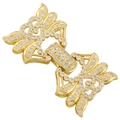 Macro shot of gold-plated butterfly necklace clasp set with cubic zirconia stones - VK262 Gold Heart Clasp