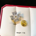 Detail of clover brooch with clear crystals, measuring 1.8cm and weighing 3.2g - White Rhinestone Clover (C291)