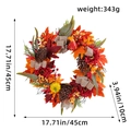 17.71-inch fall wreath decorated with maple leaves, pinecones, and pumpkins for door - Z1-22 Red Sunflower Pine Cone Wreath
