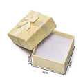 Detail of 4x4x2.7cm jewelry box with cream ribbon bow and white inner cushion - Light Yellow Ring Box (4x4x2.7cm)