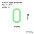 Light green enamel oval pendant dimensions 23x14mm with copper gold plated details - Light Green