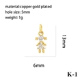 Detail showing dimensions and material of a 13mm gold girl pendant with cubic zirconia - Gold Triangle Body Girl (P05822-K-1)