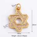 Pendente stella di Davide dorata con pietre di zircone bianco luccicante da donna - Ciondolo Esagramma Stella di David Oro (M529698-Gold)
