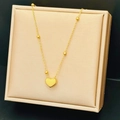 Collar de lujo dorado con colgante de corazón y cadena de cuentas para mujer - Dorado