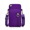 Purple waterproof crossbody phone bag with heart zipper and adjustable strap - Large size with earphone hole / Purple