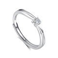 Minimalist S925 sterling silver solitaire ring with a round cut sparkling zircon - Adjustable Open / Women's Style (FDJZ-170)