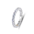 Anello eternity minimalista in argento 925 con scintillanti zirconi cubici rotondi - US 5 / Oro Bianco Moissanite