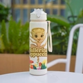 Gourde portable en plastique blanc avec motif ballerine et sangle de transport pratique - 700ml / Blanc-Miss Cappuccino
