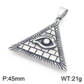Pendente triangolare Occhio della Provvidenza in acciaio al titanio vintage, 45 mm - Stile Occhio Onniveggente Piramide (KP117721-LU) / Solo Ciondolo, Senza Catena