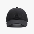 Breathable black mesh baseball cap with laser-cut ventilation and square 3D logo embroidery - Adjustable / Black