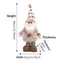 Extendable Christmas gnome doll in beige plaid hat and white beard, height 40cm - Beige Retractable Gnome Santa