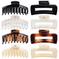 8-piece matte hair claw set featuring various rectangular and claw-tooth designs in 4 colors - Glossy 8-Piece Mixed Shapes Set