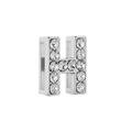 Silver 10mm stainless steel keeper charm featuring a letter H with sparkling crystals - Letter H / 10mm Full Drill Letter / Silver